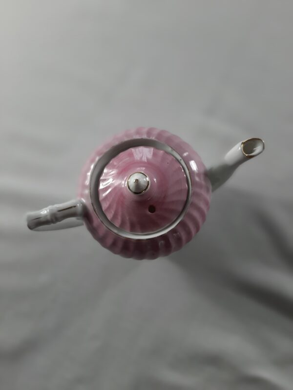 Théière ancienne rose et blanc – Image 4
