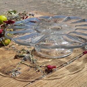 Plateau à tarte sur pied en cristal