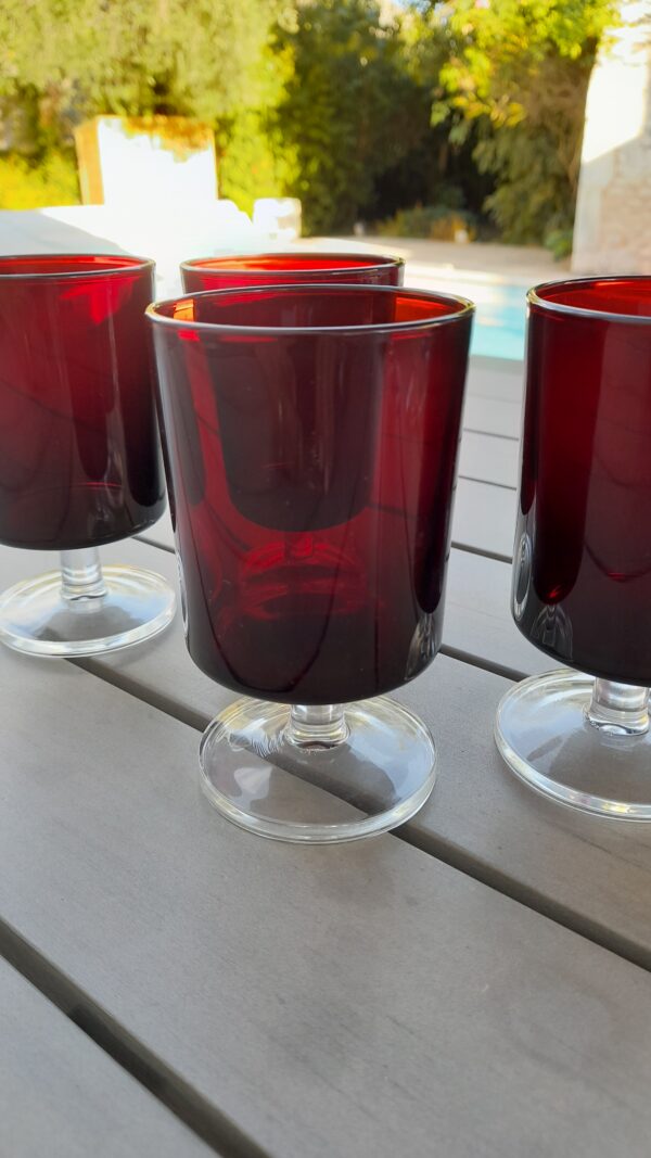Lot de verre Luminarc vintage bordeaux