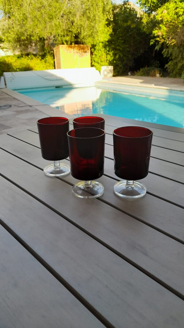 Lot de verre Luminarc vintage bordeaux – Image 2