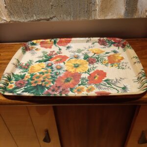 Plateau fleuri vintage