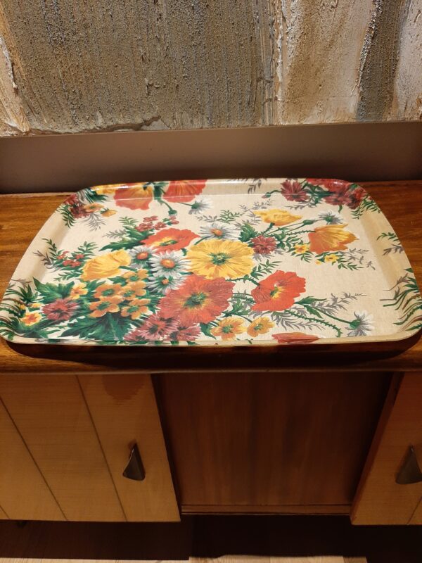 Plateau fleuri vintage