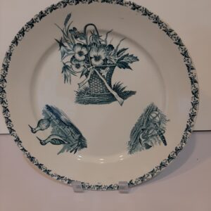 assiette plate décor bleu