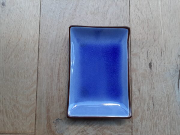 Assiette rectangulaire bleue