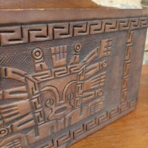 Boite à courrier en cuir et bois
